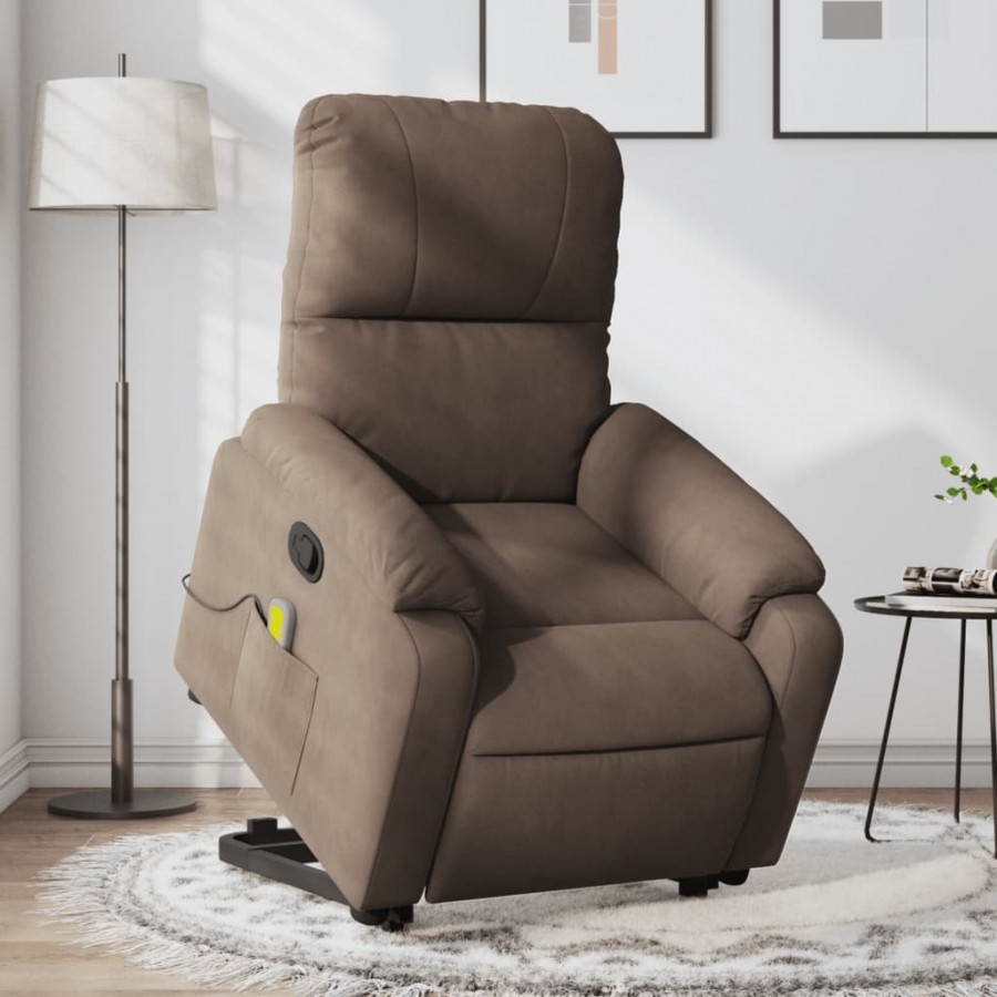 Fauteuil inclinable de massage marron tissu microfibre