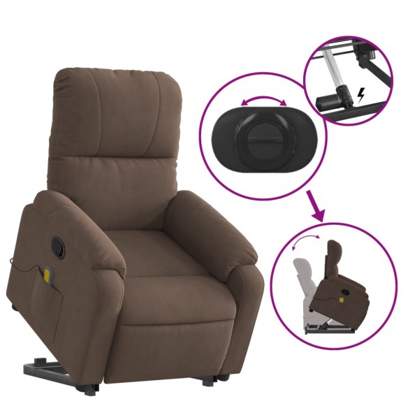 Fauteuil inclinable de massage marron tissu microfibre