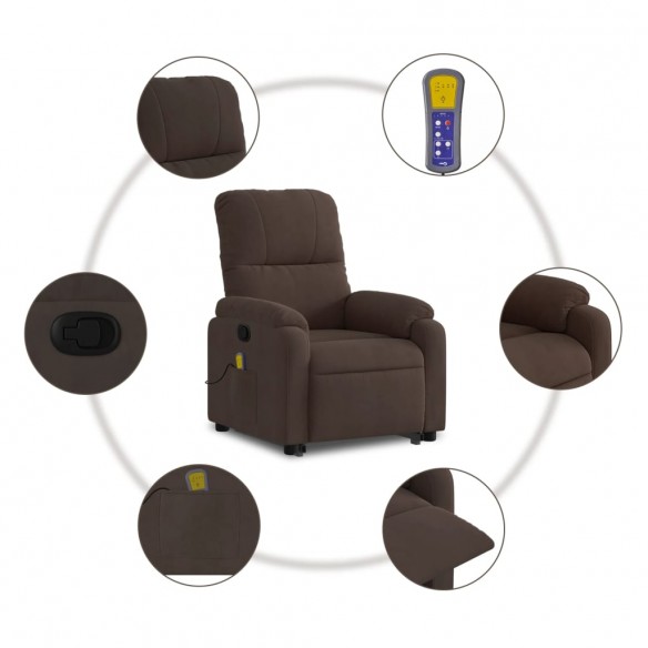 Fauteuil inclinable de massage marron tissu microfibre