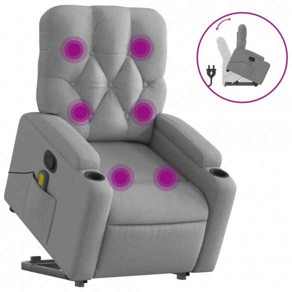 Fauteuil de massage inclinable Gris clair Tissu