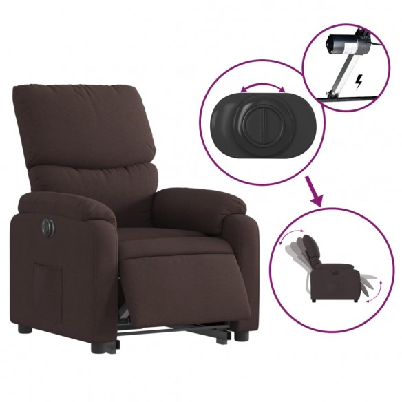 Fauteuil inclinable électrique marron foncé tissu