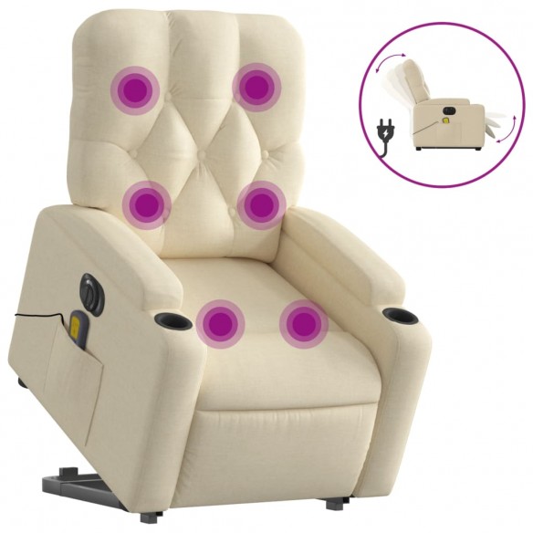 Fauteuil inclinable de massage électrique Crème Tissu