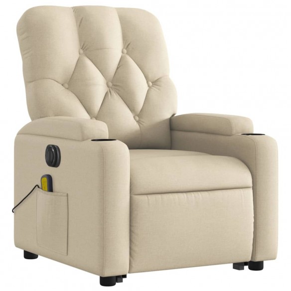 Fauteuil inclinable de massage électrique Crème Tissu