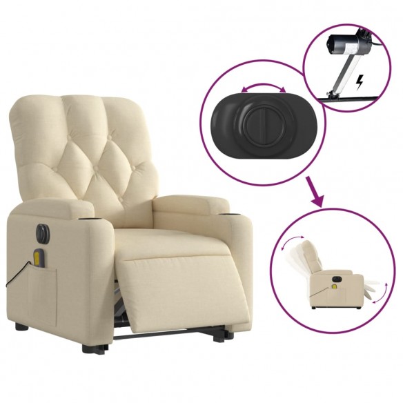 Fauteuil inclinable de massage électrique Crème Tissu