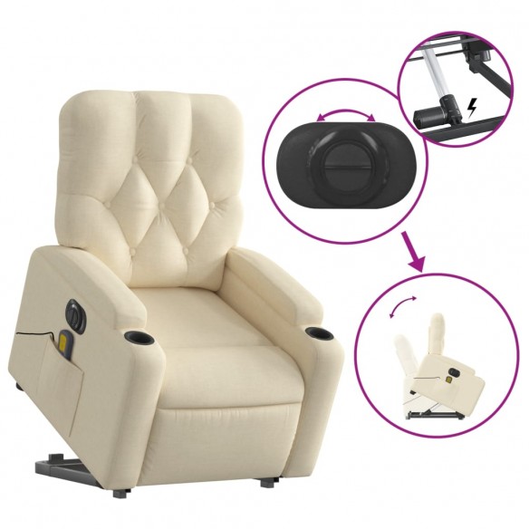 Fauteuil inclinable de massage électrique Crème Tissu