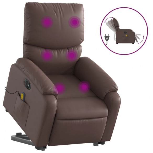 Fauteuil inclinable de massage électrique marron similicuir