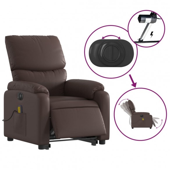 Fauteuil inclinable de massage électrique marron similicuir