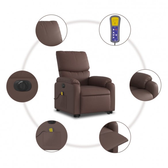 Fauteuil inclinable de massage électrique marron similicuir