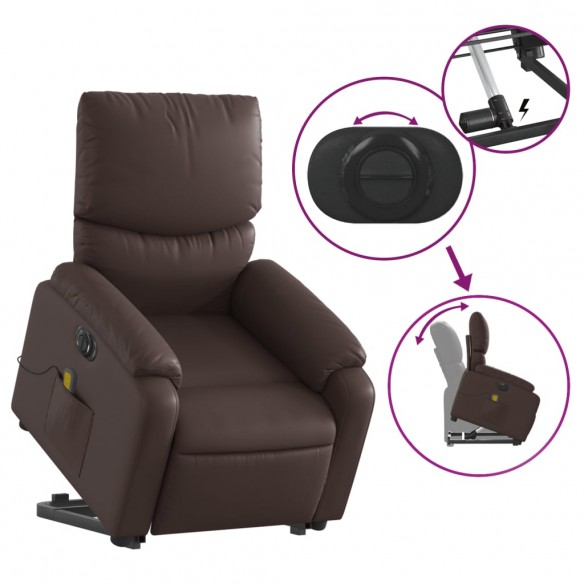 Fauteuil inclinable de massage électrique marron similicuir