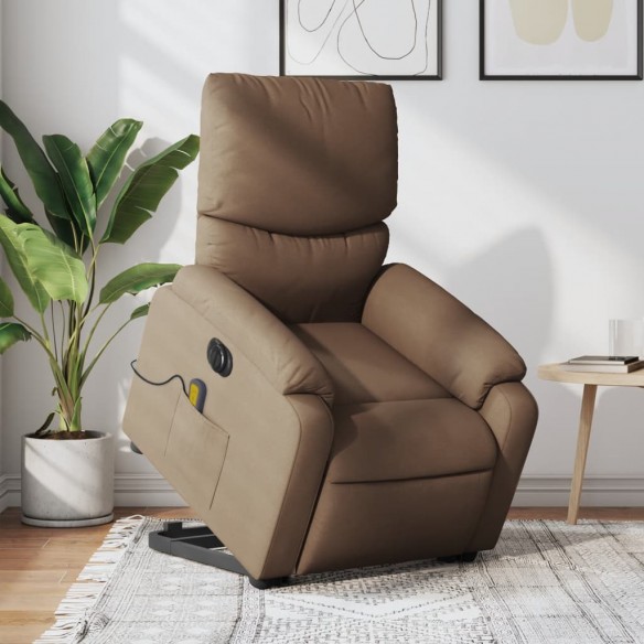 Fauteuil inclinable de massage électrique Marron Tissu