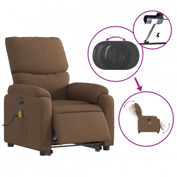 Fauteuil inclinable de massage électrique Marron Tissu