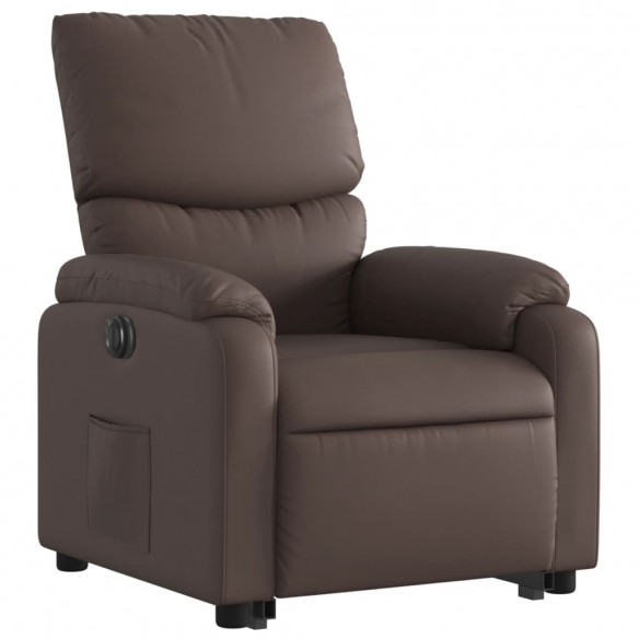 Fauteuil inclinable électrique marron similicuir