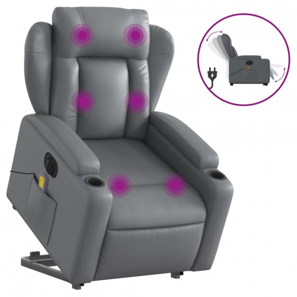 Fauteuil inclinable de massage électrique gris similicuir