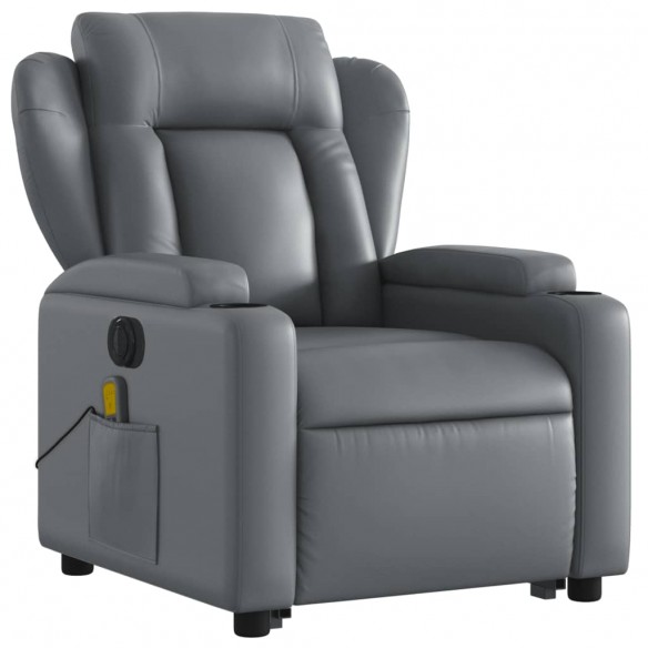 Fauteuil inclinable de massage électrique gris similicuir