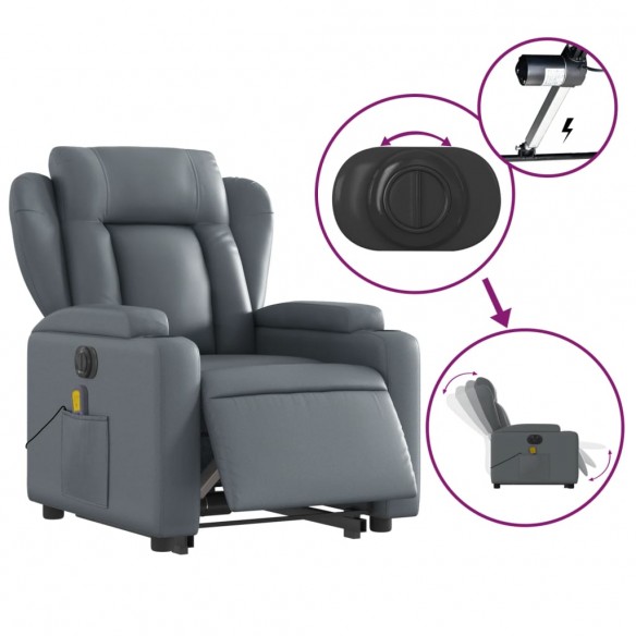 Fauteuil inclinable de massage électrique gris similicuir