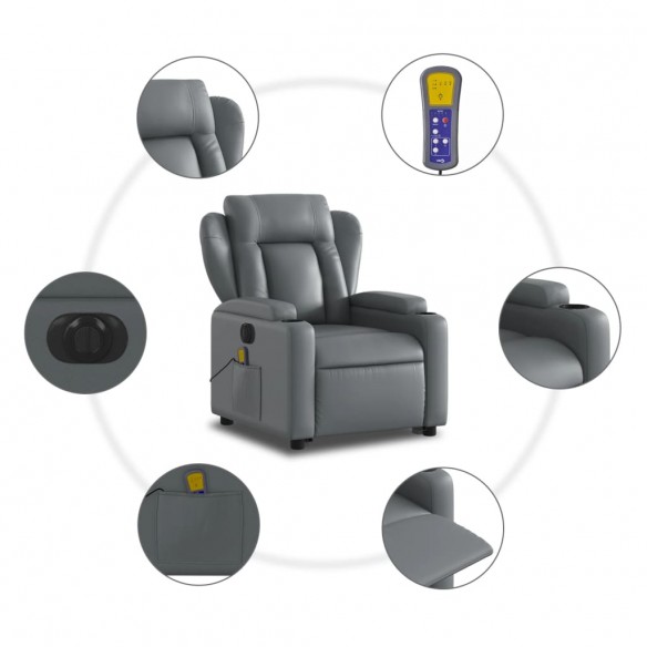 Fauteuil inclinable de massage électrique gris similicuir