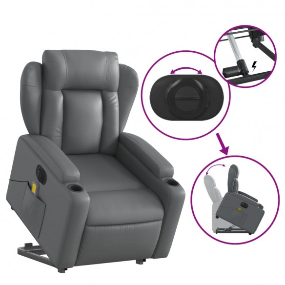 Fauteuil inclinable de massage électrique gris similicuir