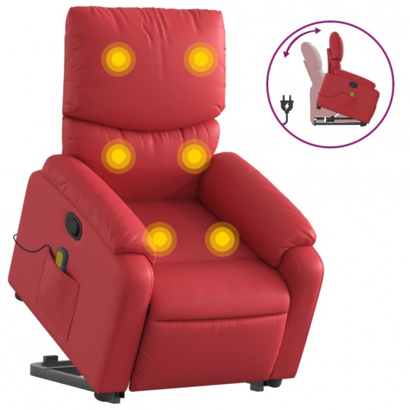 Fauteuil inclinable de massage Rouge Similicuir