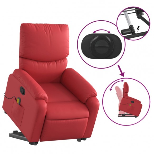 Fauteuil inclinable de massage Rouge Similicuir