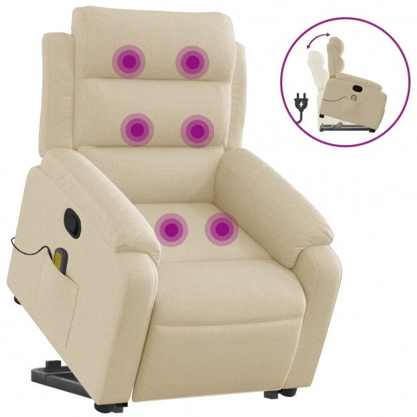 Fauteuil inclinable de massage Crème Tissu