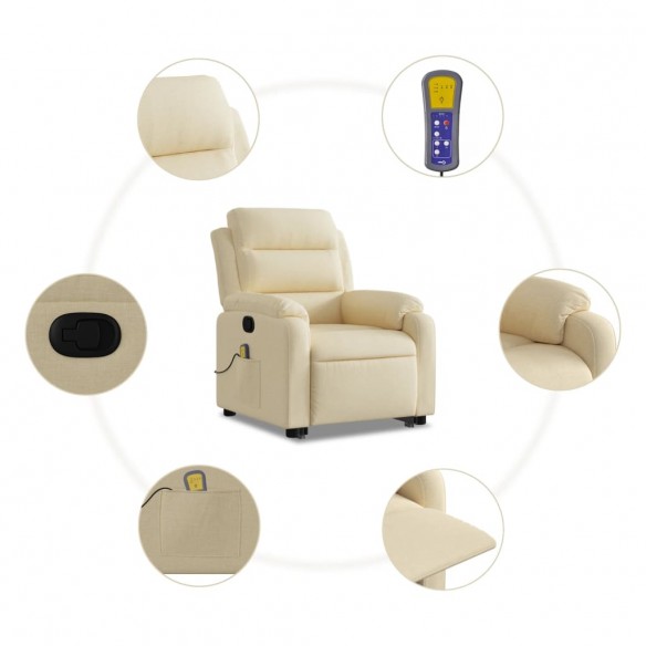 Fauteuil inclinable de massage Crème Tissu