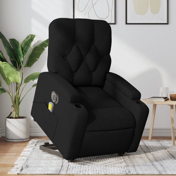 Fauteuil inclinable de massage électrique Noir Tissu