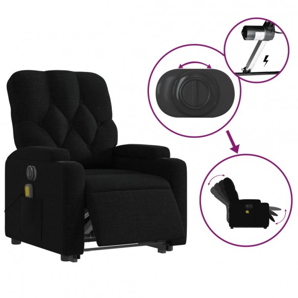 Fauteuil inclinable de massage électrique Noir Tissu