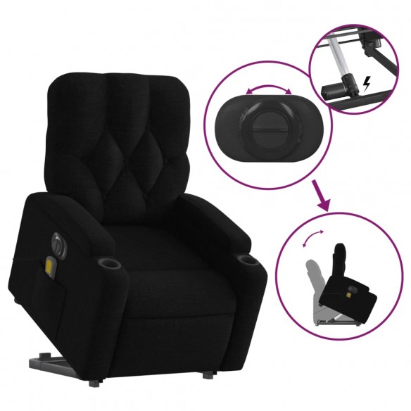 Fauteuil inclinable de massage électrique Noir Tissu