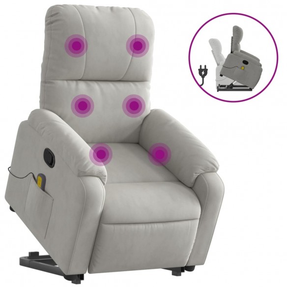 Fauteuil inclinable de massage gris clair tissu microfibre