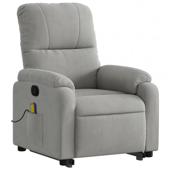 Fauteuil inclinable de massage gris clair tissu microfibre