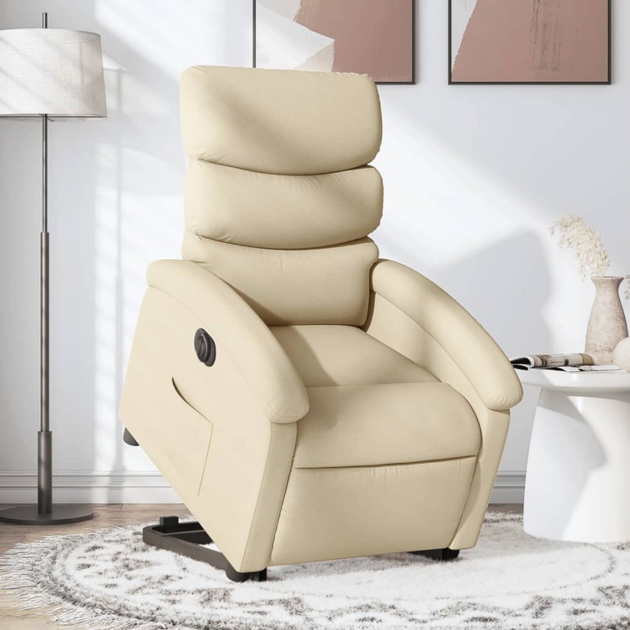 Fauteuil inclinable électrique crème tissu