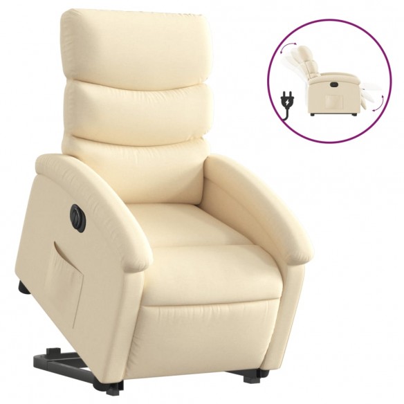 Fauteuil inclinable électrique crème tissu