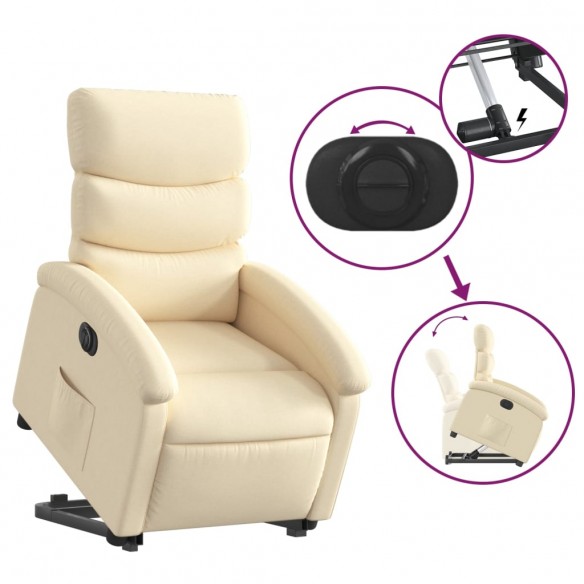 Fauteuil inclinable électrique crème tissu