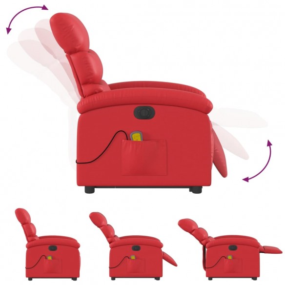 Fauteuil inclinable de massage électrique rouge similicuir