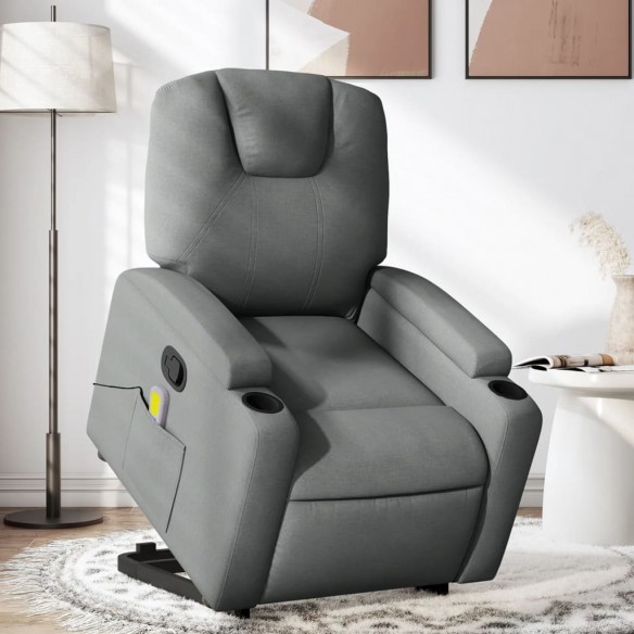 Fauteuil de massage inclinable Gris foncé Tissu