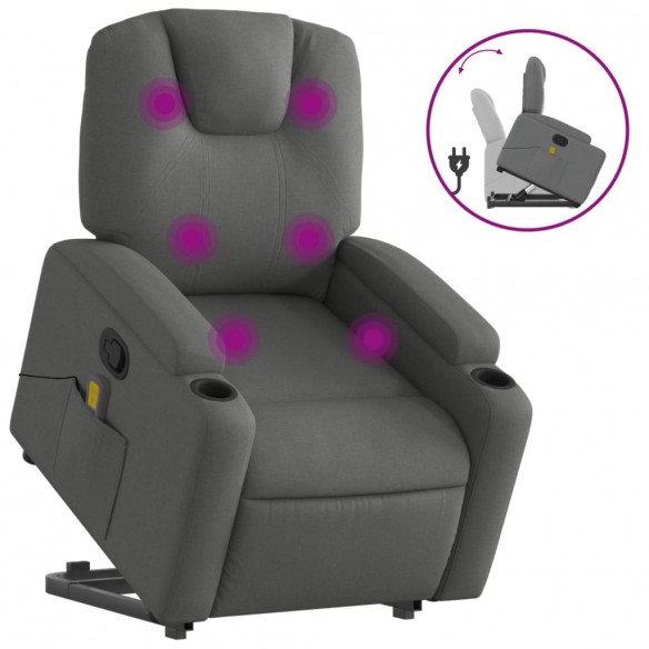 Fauteuil de massage inclinable Gris foncé Tissu