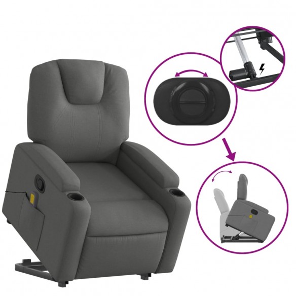 Fauteuil de massage inclinable Gris foncé Tissu