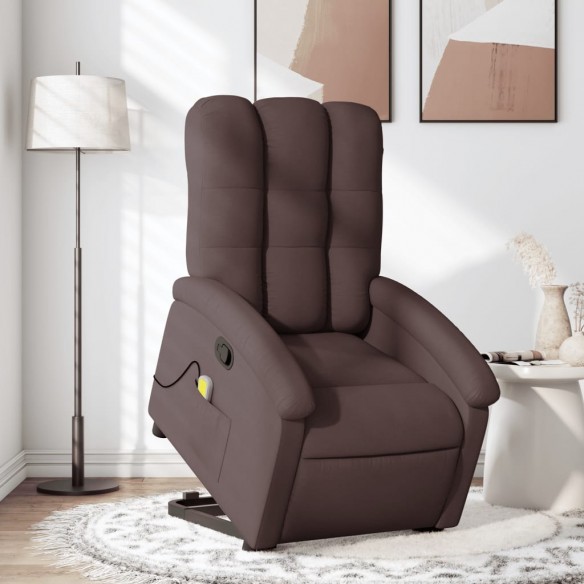 Fauteuil inclinable de massage Marron foncé Tissu