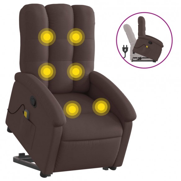 Fauteuil inclinable de massage Marron foncé Tissu