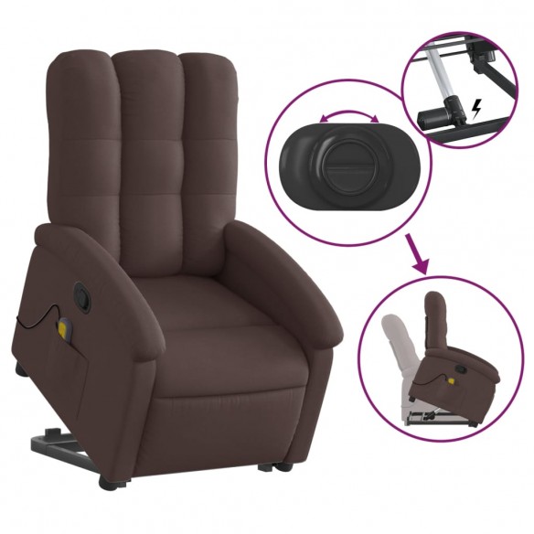 Fauteuil inclinable de massage Marron foncé Tissu