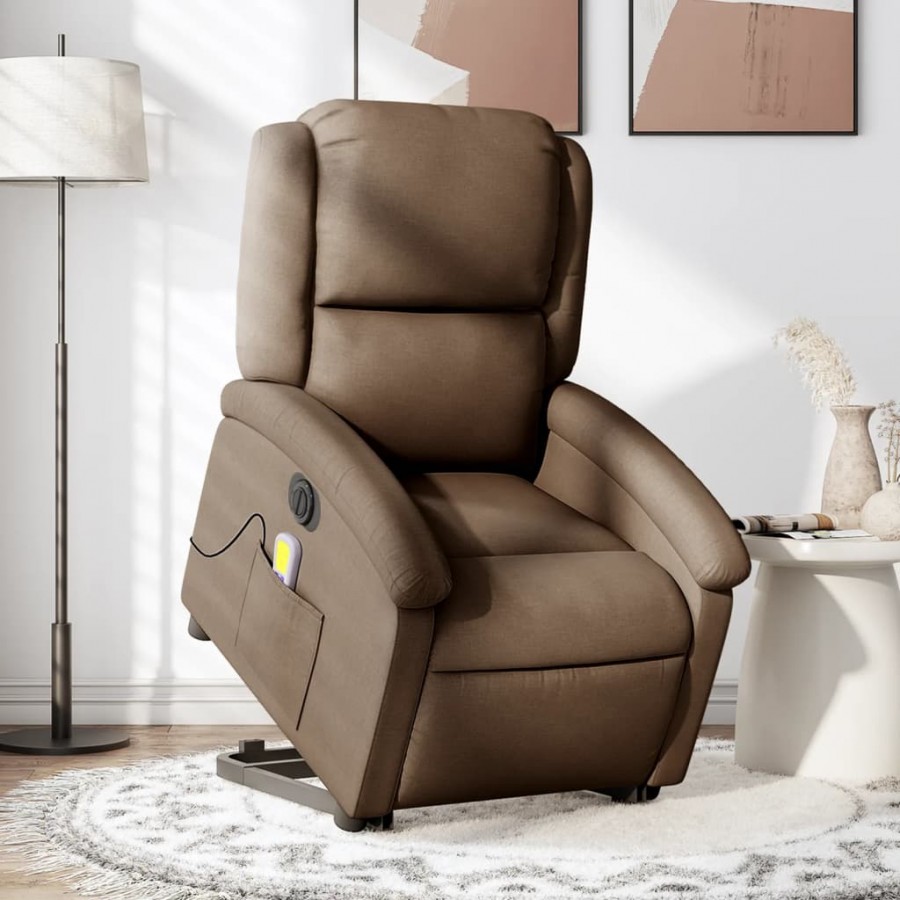 Fauteuil inclinable de massage électrique Marron Tissu