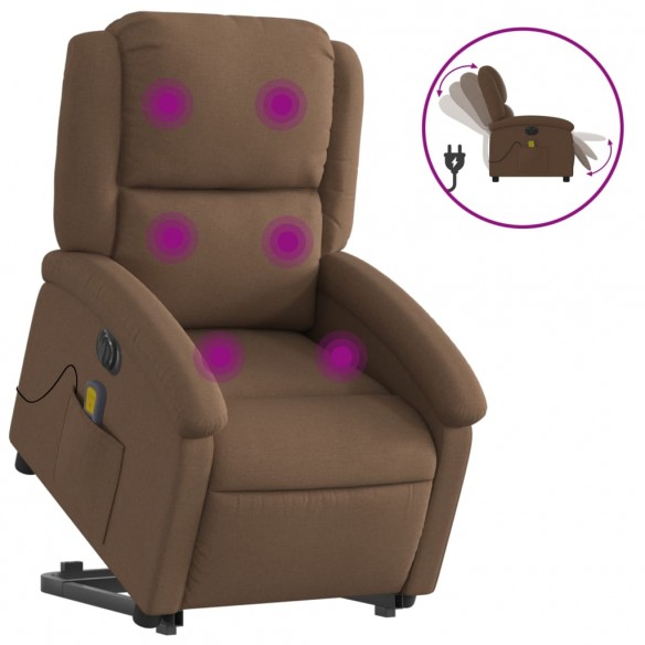 Fauteuil inclinable de massage électrique Marron Tissu