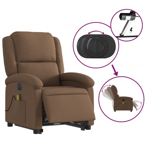 Fauteuil inclinable de massage électrique Marron Tissu