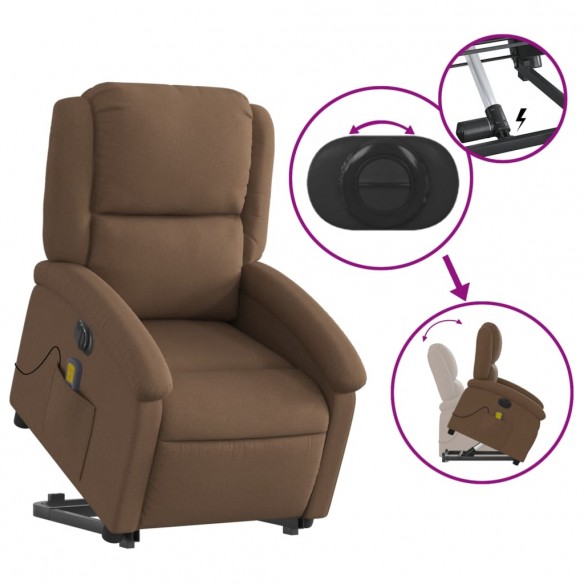 Fauteuil inclinable de massage électrique Marron Tissu