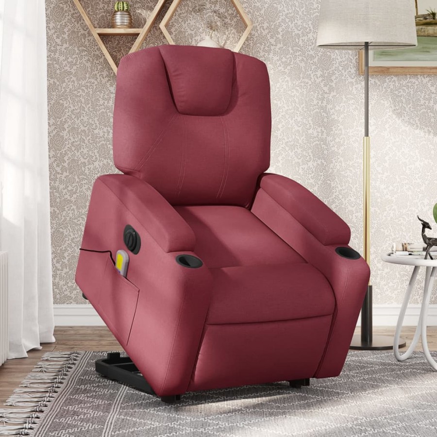 Fauteuil inclinable de massage électrique Rouge bordeaux Tissu