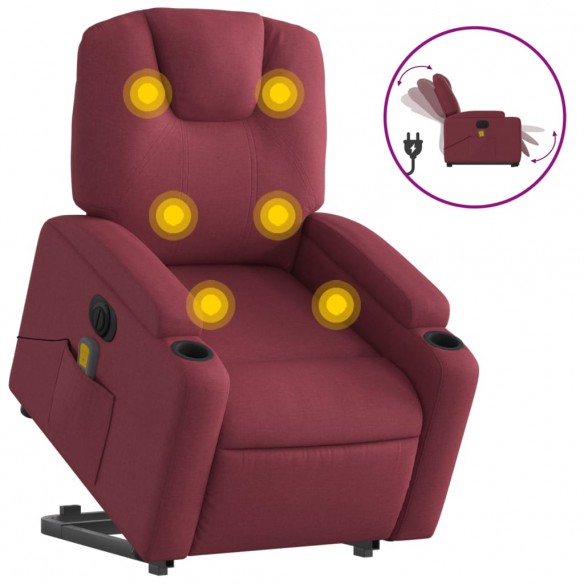 Fauteuil inclinable de massage électrique Rouge bordeaux Tissu