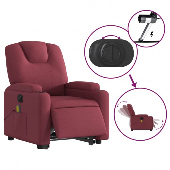 Fauteuil inclinable de massage électrique Rouge bordeaux Tissu