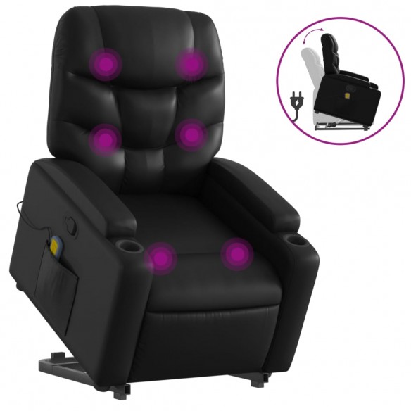 Fauteuil inclinable de massage Noir Similicuir