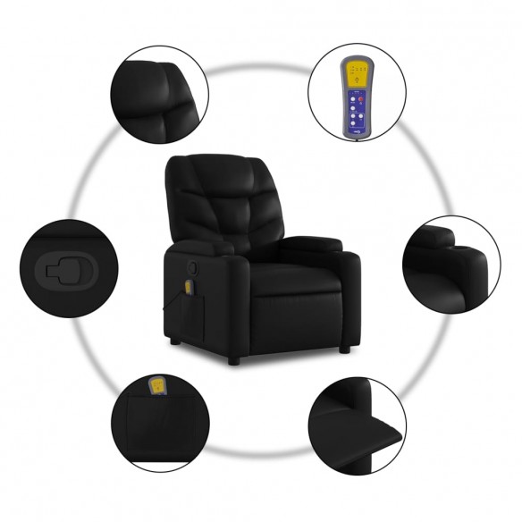 Fauteuil inclinable de massage Noir Similicuir