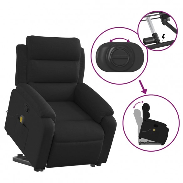 Fauteuil de massage inclinable Noir Tissu